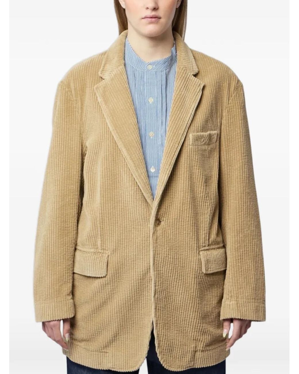 R13 Natural Long-Sleeve Buttoned Blazer
