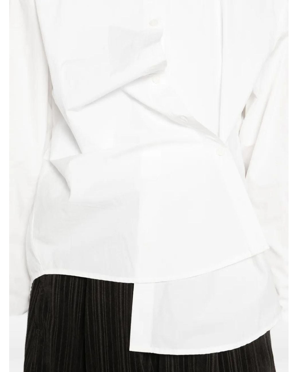 LA PISCINE White Asymmetric Draped Shirt