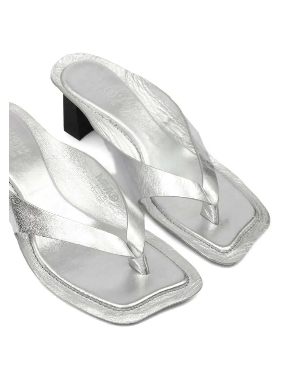 MM6 by Maison Margiela White Anatomic Leather Flip Flop Mules