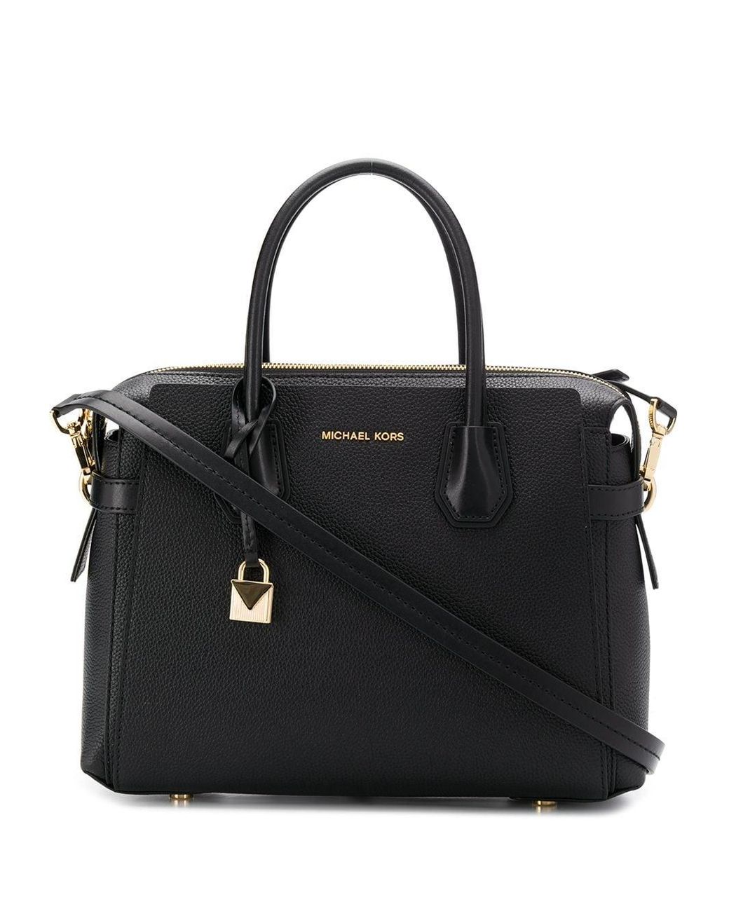 MICHAEL Michael Kors Leather Mercer Belted Lg Satchel Black - Save 67% ...