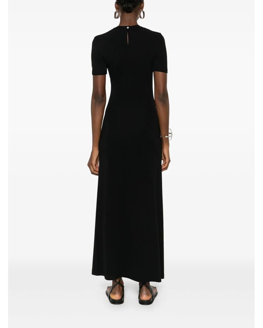Rabanne Gedrapeerde Asymmetrische Maxi-Jurk in het Black
