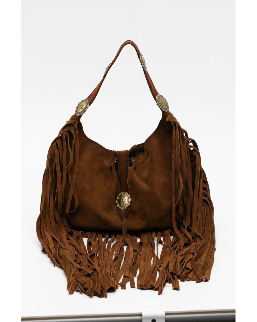 Alberto Luti Brown Studded Shoulder Bag