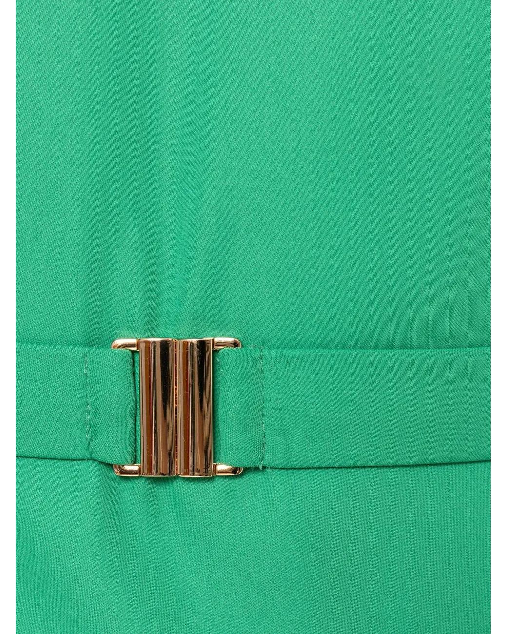 Nissa Green Robe Mi-Longue À Taille Ceinturée