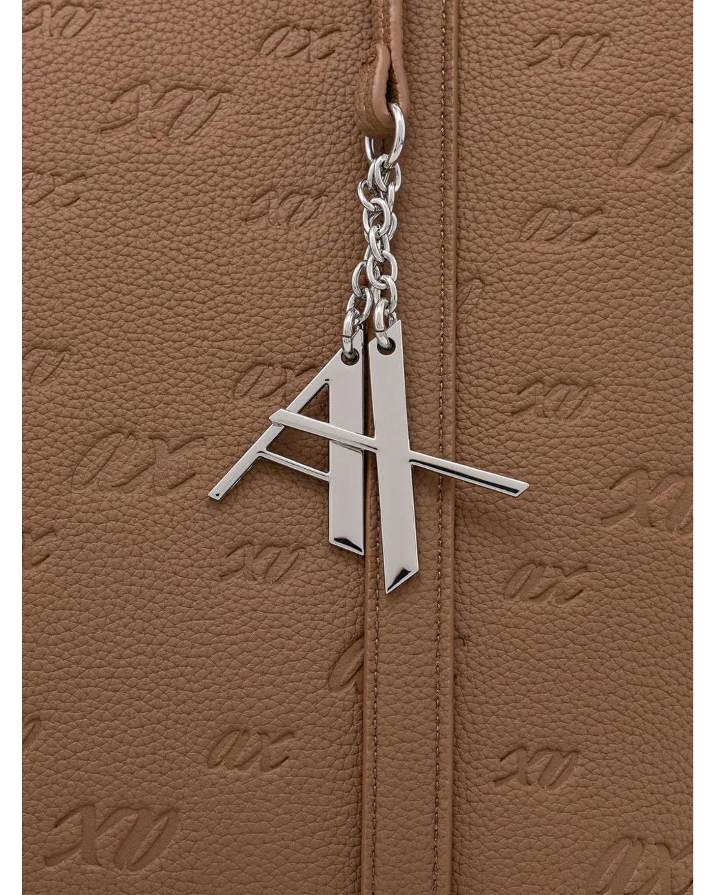 ARMANI EXCHANGE Brown Logo-Embossed Pebbled-Effect Tote Bag