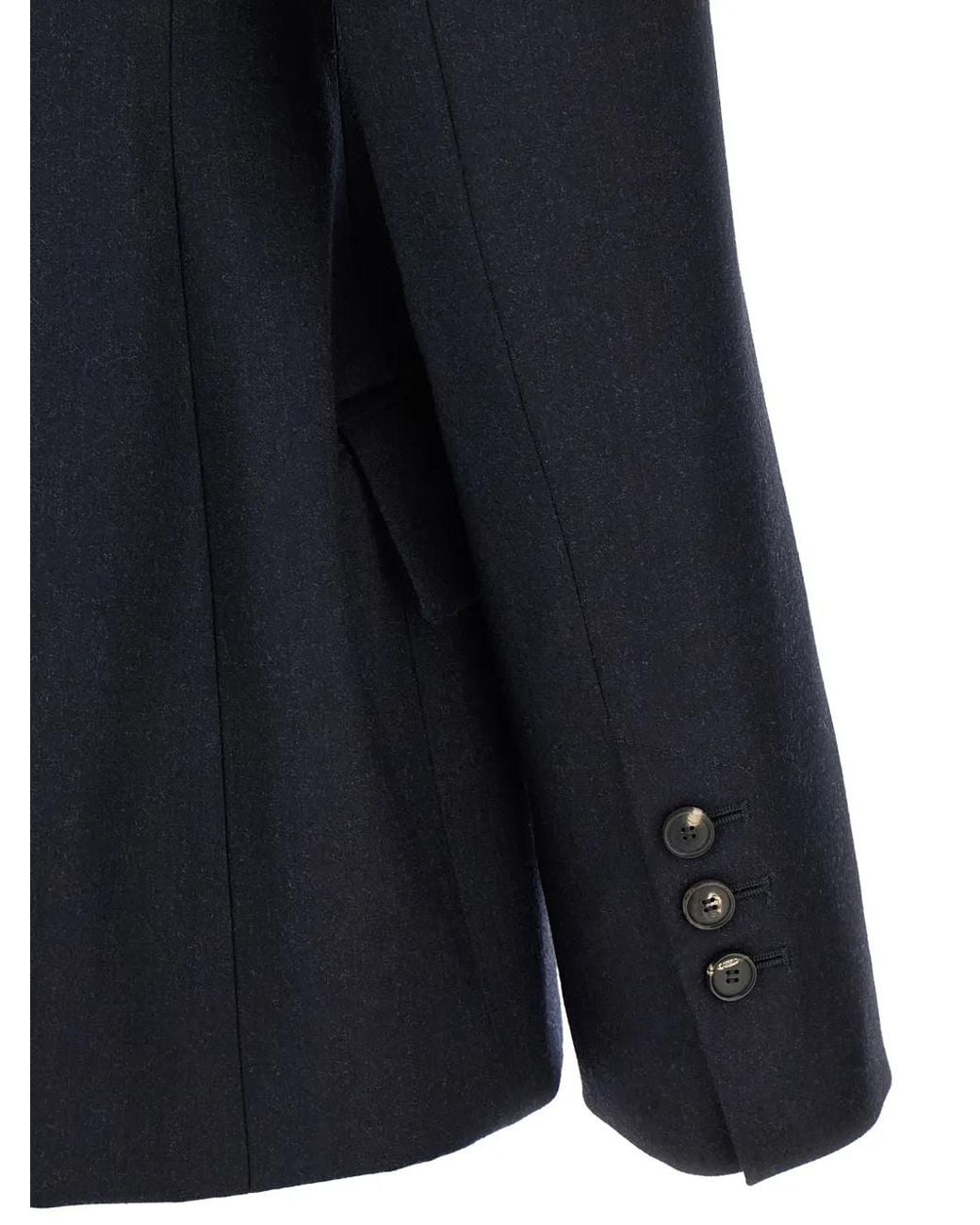 Tela Blue Florence Double-Breasted Peak-Lapel Blazer