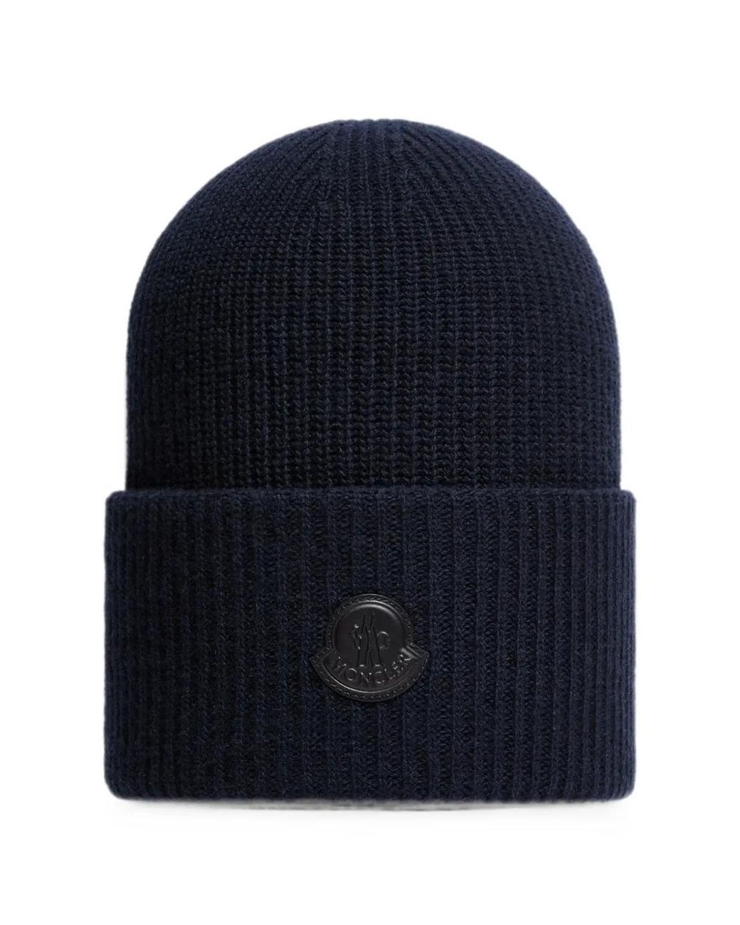 Moncler Blue Beanie Aus Woll-Kaschmirgemisch