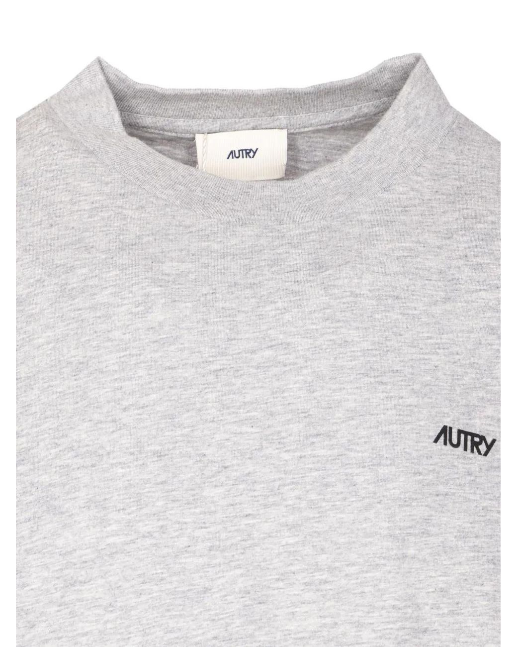 Autry White Crew-Neck Flower-Print T-Shirt for men