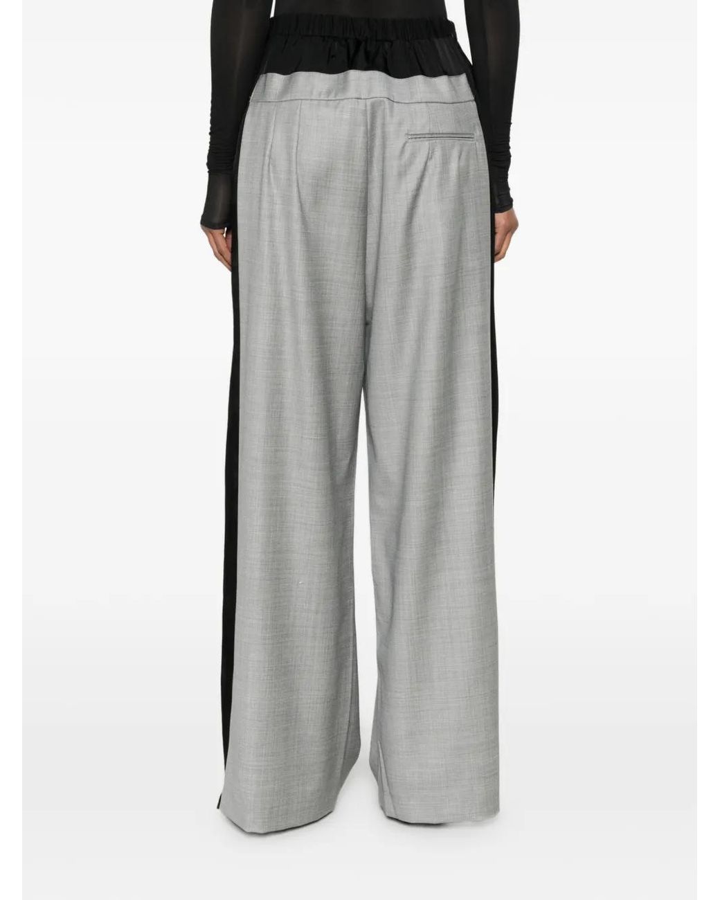 Lutz Huelle Gray Pleated Wide-Leg Trousers