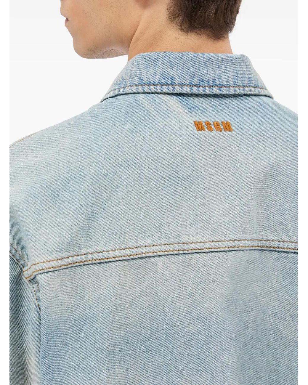Camicia A Maniche Corte di MSGM in Blue da Uomo