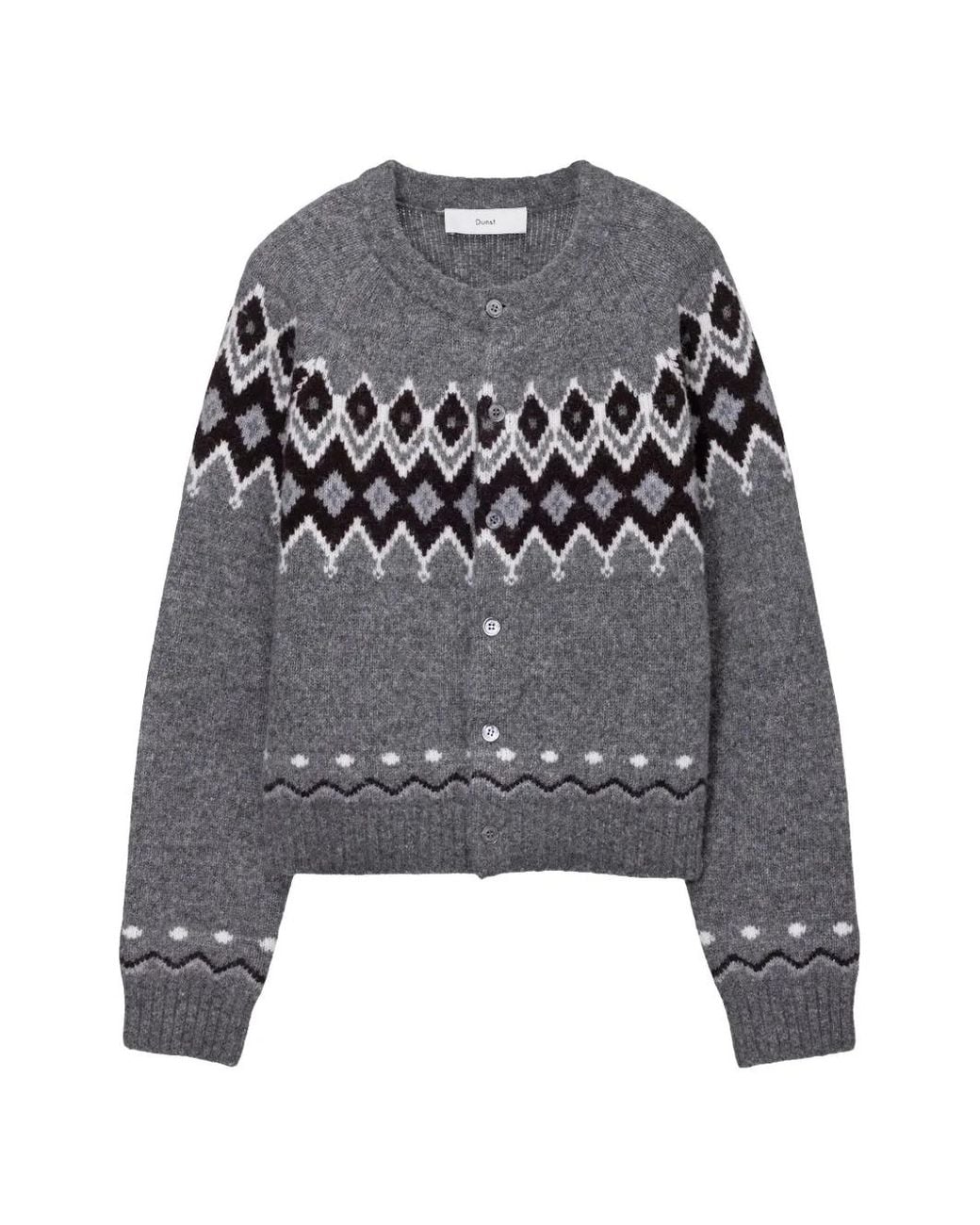 DUNST Gray Fair Isle Jacquard Cardigan