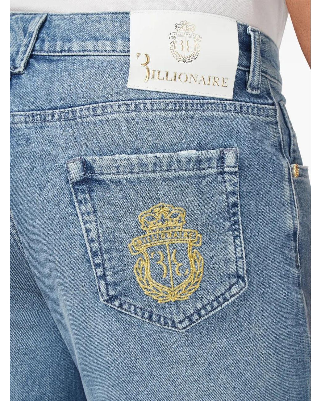Billionaire Blue Jean À Détails Brodés Et Effet Usé for men