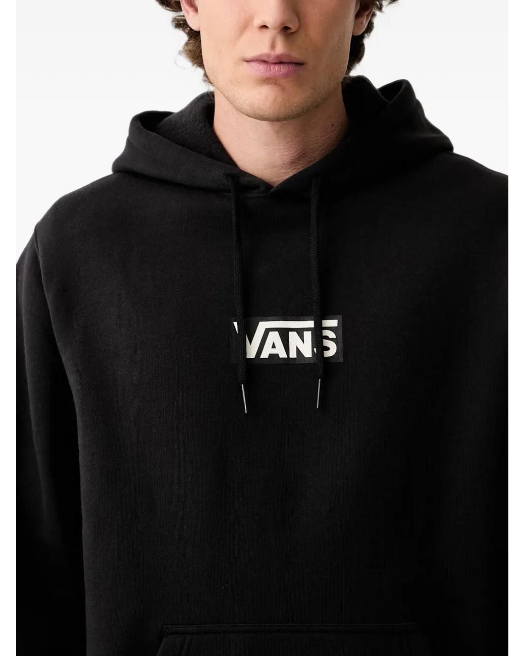 Vans Black Checkerboard-Print Logo-Print Hoodie for men