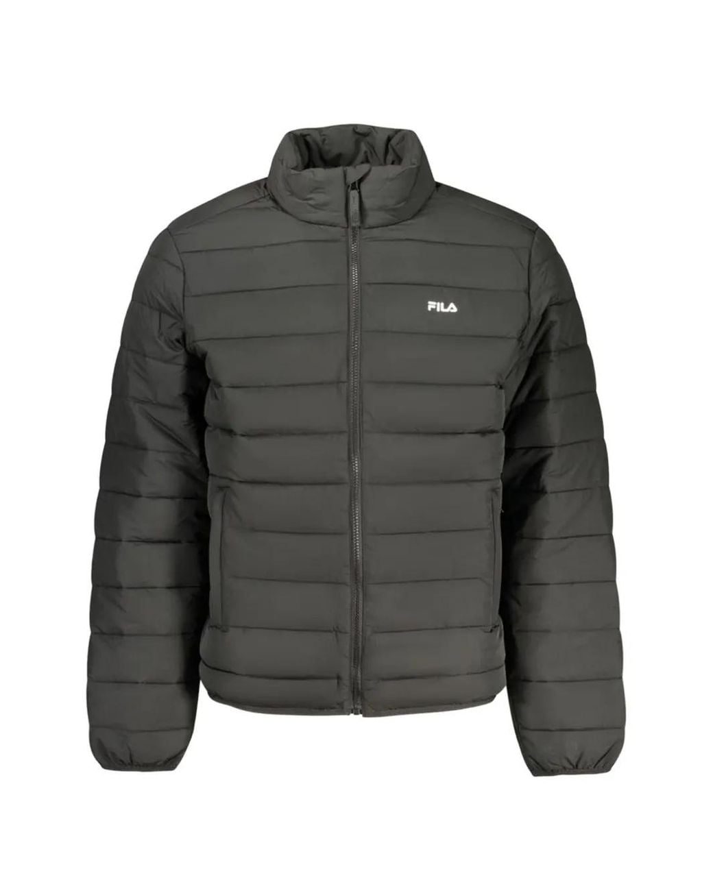 Fila Gray Quilted Logo-Print Jacket for men