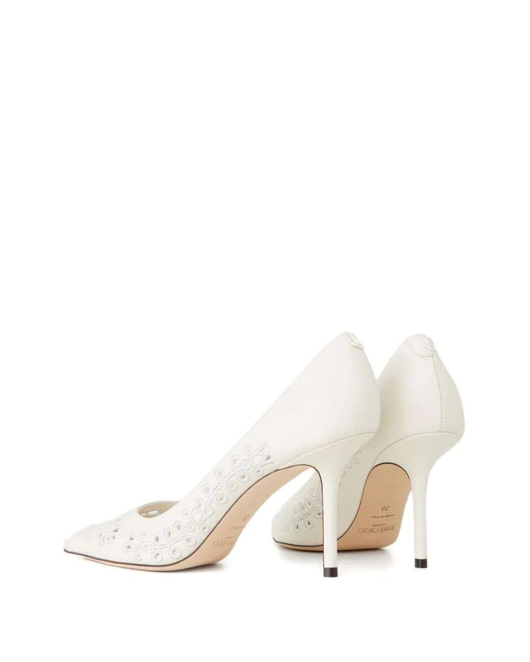 Jimmy Choo White 85Mm Love Embroidery Heeled Pumps