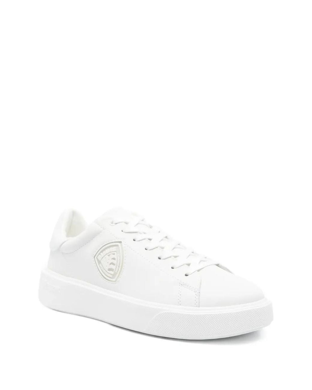Blauer White Buck07/Lea Leather Sneakers for men