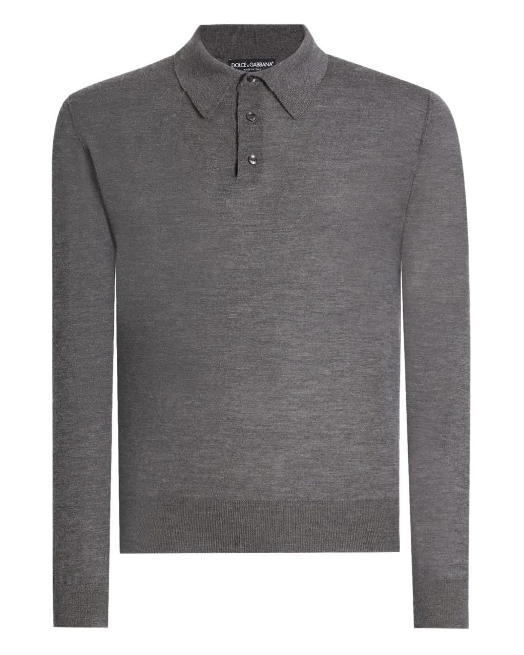 Dolce & Gabbana Gray Long-Sleeve Polo Shirt for men