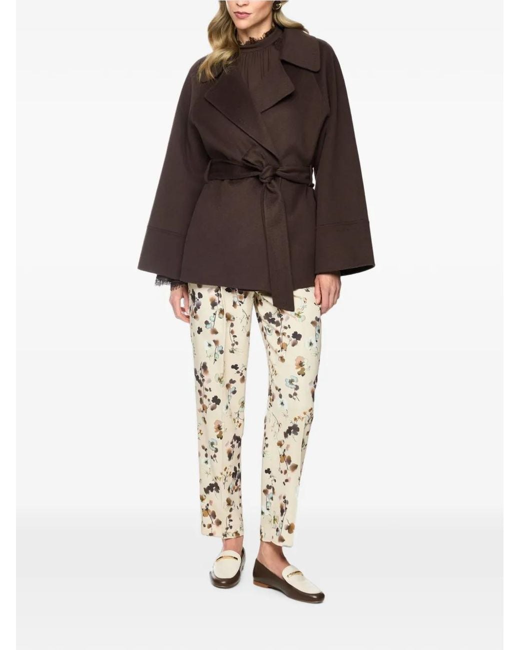 Marc Cain Brown Belted Wool Coat