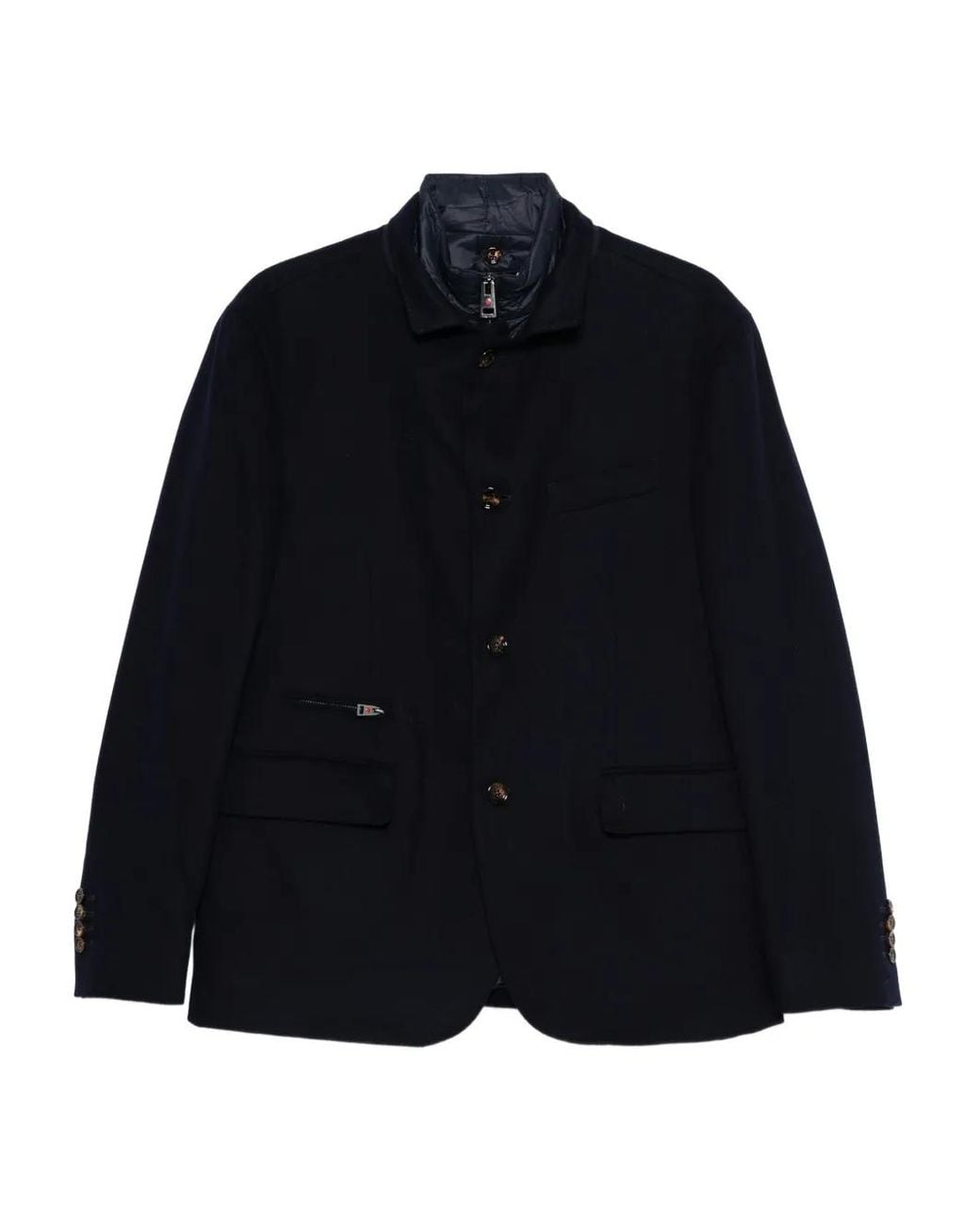 KIRED Blue Button-Fastening Detachable-Collar Jacket for men