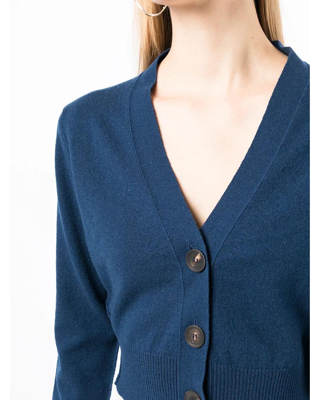 Pringle of Scotland Blue Cropped Button-Up Cardigan