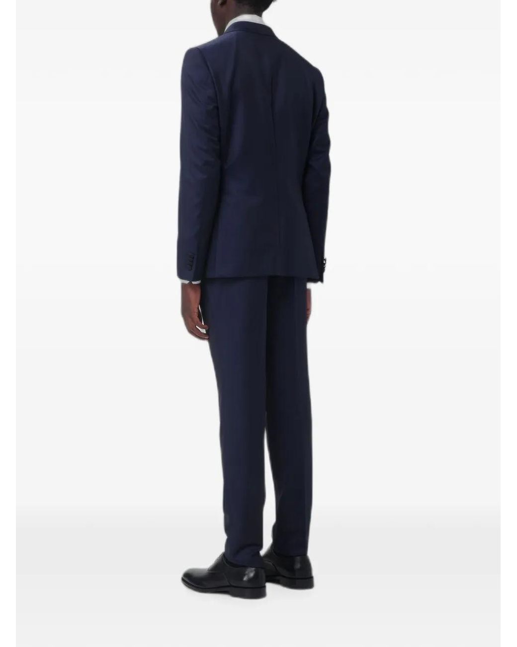 Zegna Blue Satin-Lapel Tailored Suit for men