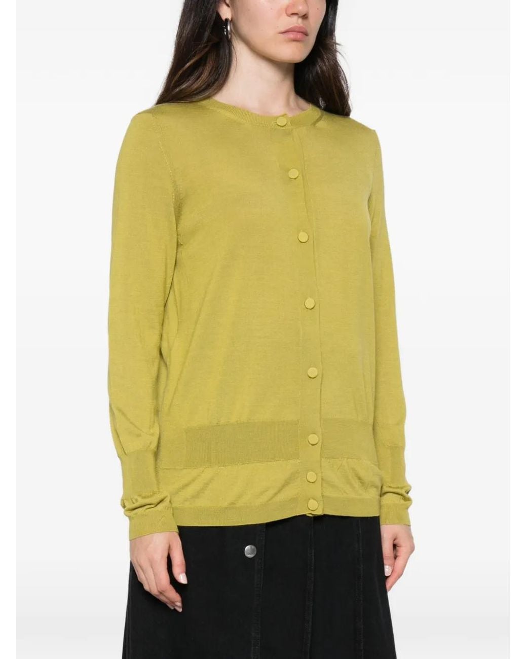 Plan C Yellow Button-Up Knit Cardigan