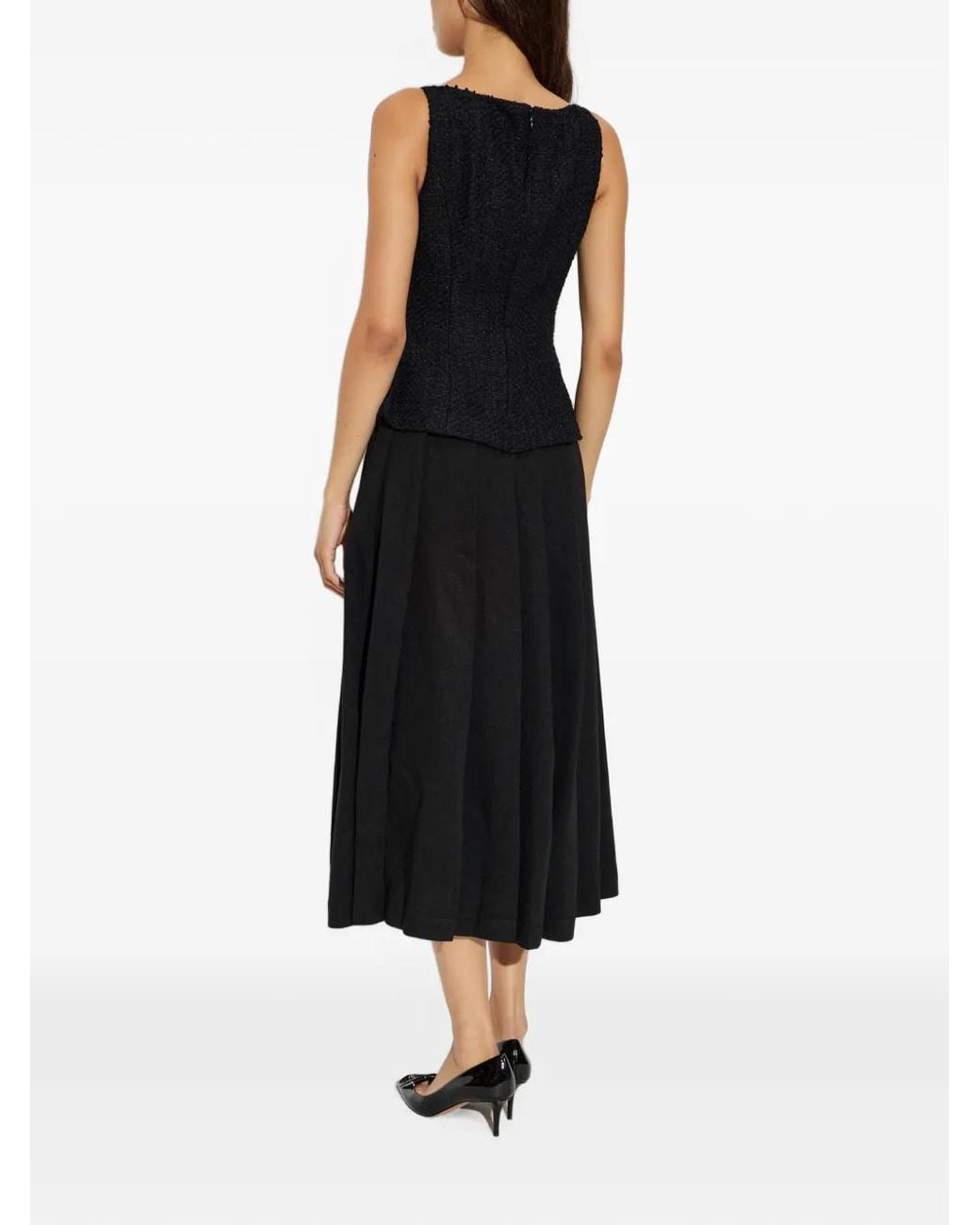 Self-Portrait Black Heart-Button Pleated Dress