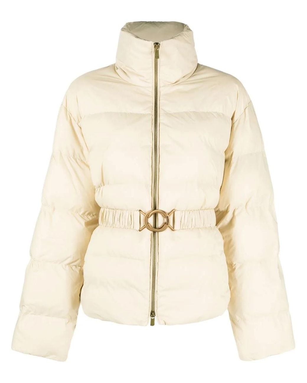 Pinko Natural Logo Print Collar Puffer Jacket