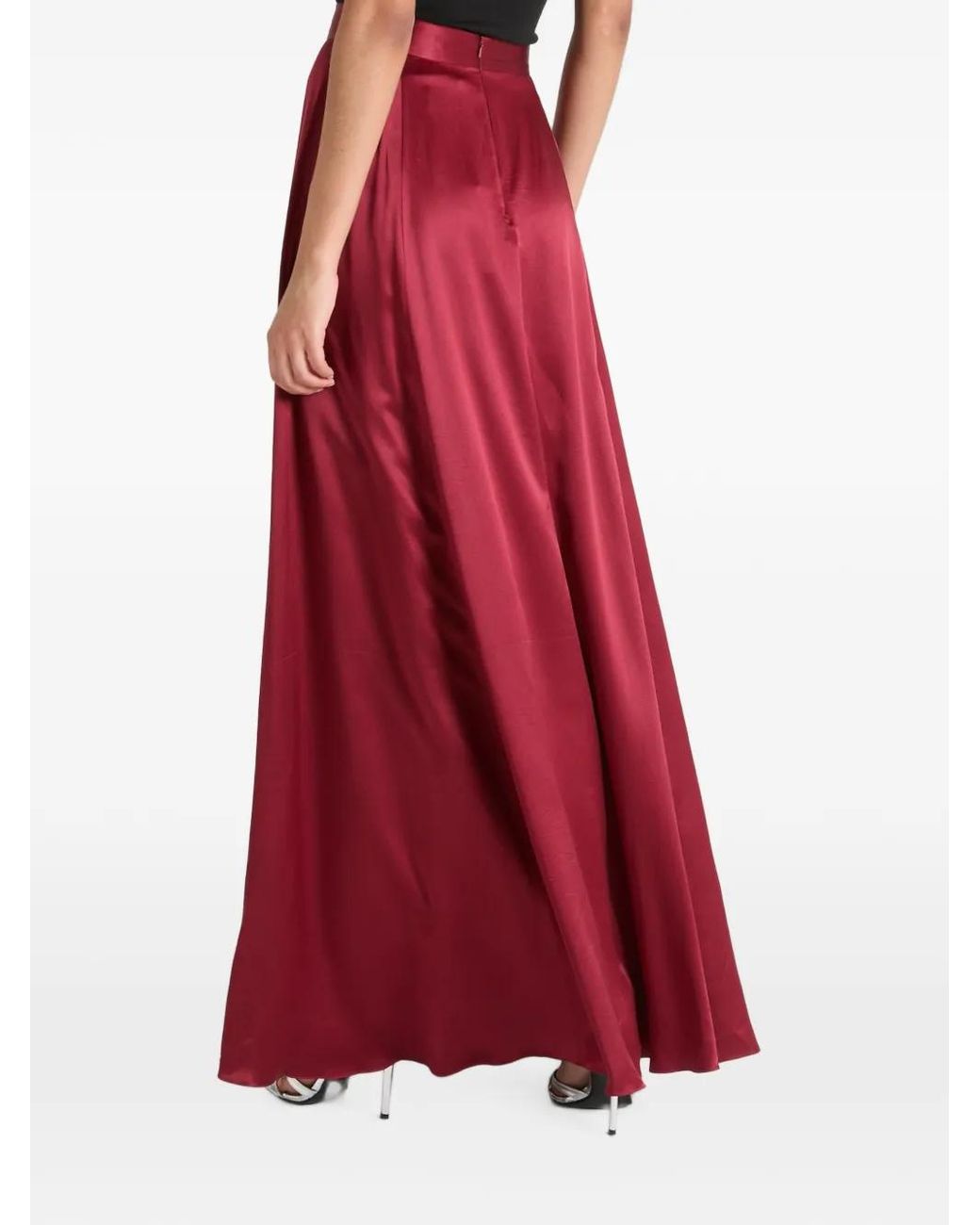 Temperley London Red Amerie Satin Maxi Skirt