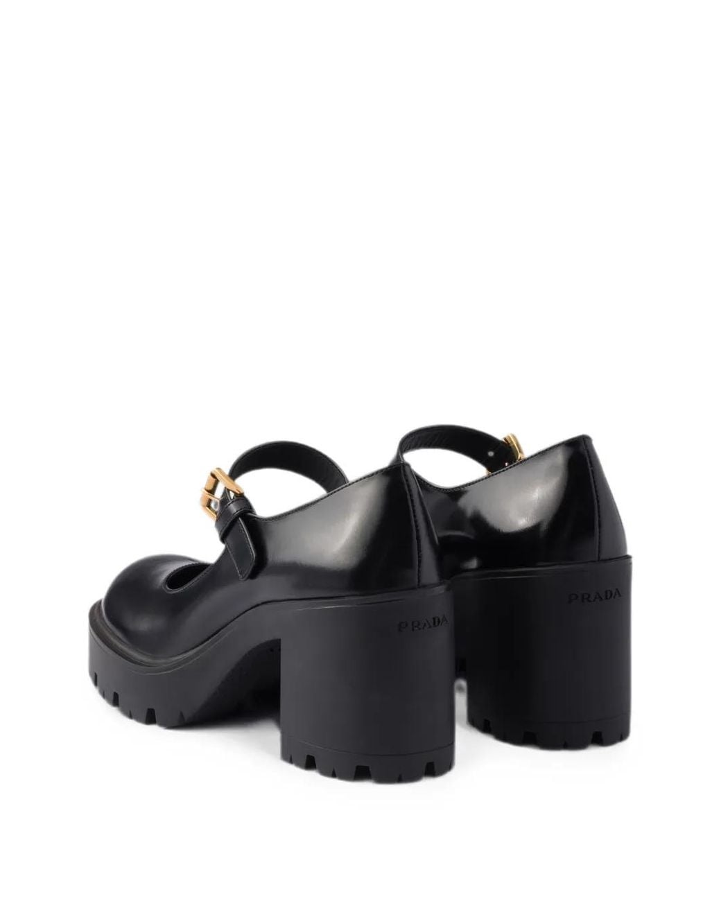 Prada Black Brushed Leather Pumps