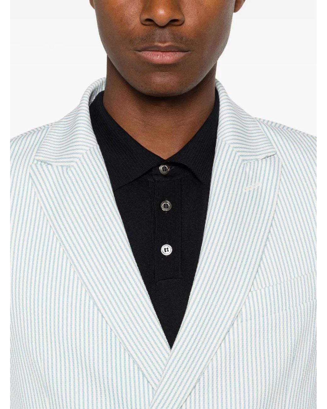 Circolo 1901 White Striped Double-Breasted Blazer for men