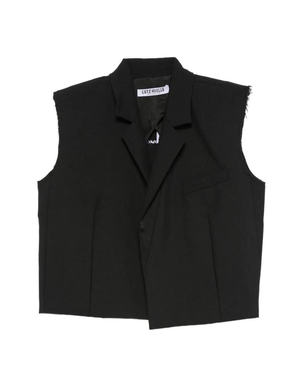 Lutz Huelle Black Smoking Frayed-Edge Gilet