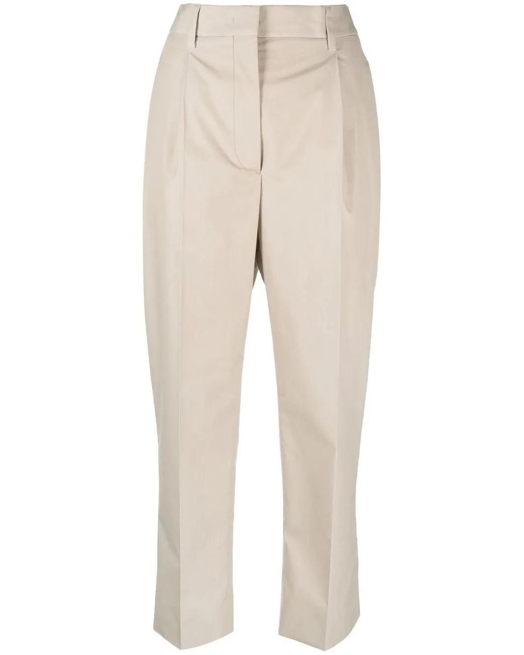 Prada Natural Cropped Tailored Trousers