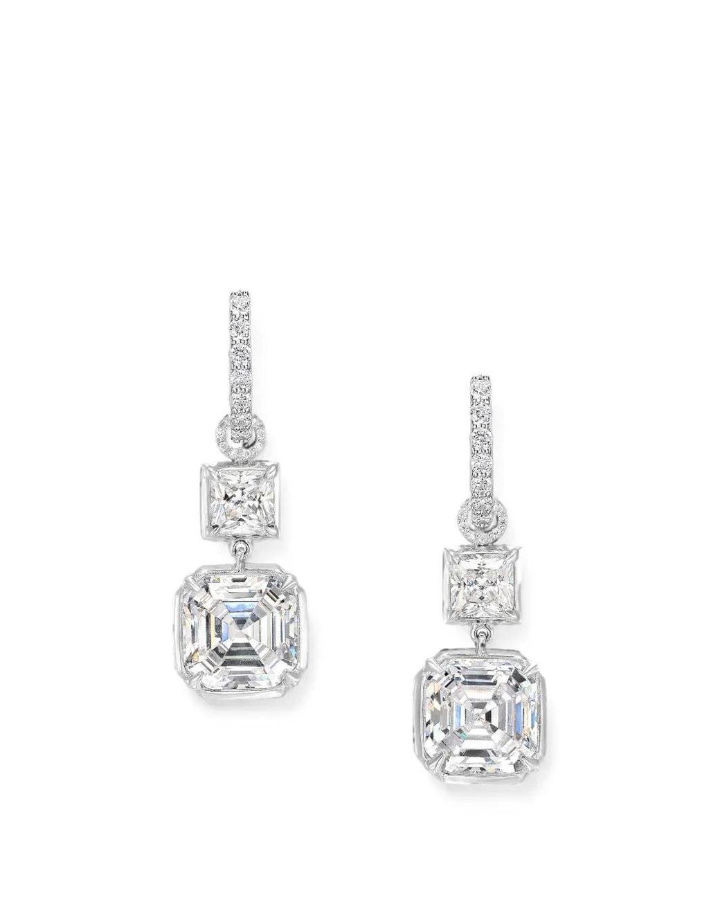 Anabela Chan White Asscher Diamond Pendant Hoop Earrings