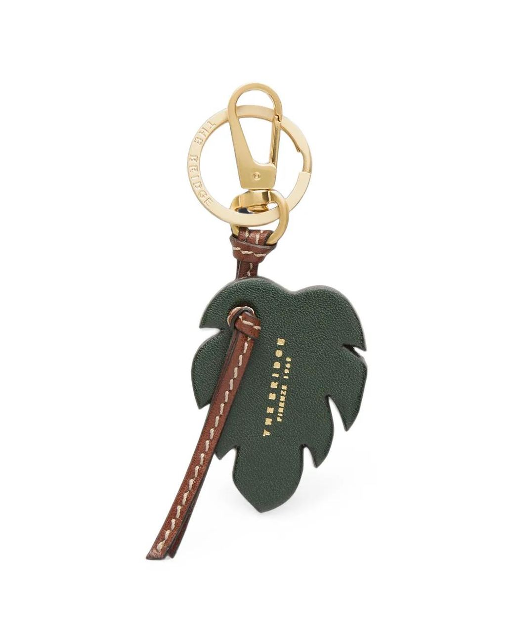 The Bridge Metallic Leaf-Pendant Leather Keyring