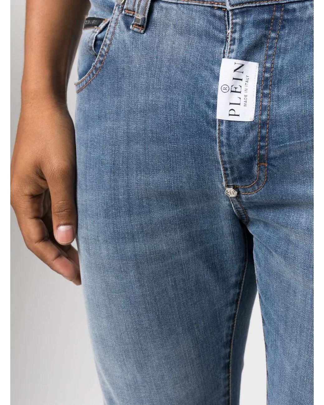 Philipp Plein Blue Skinny Low-Rise Denim Jeans for men