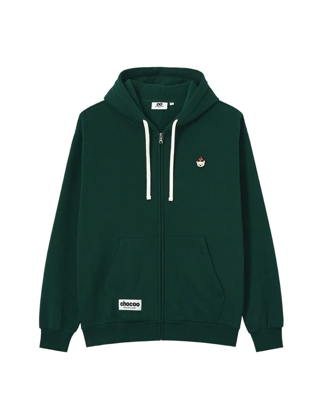 Chocoolate Green Logo-Patch Zip-Up Hoodie for men