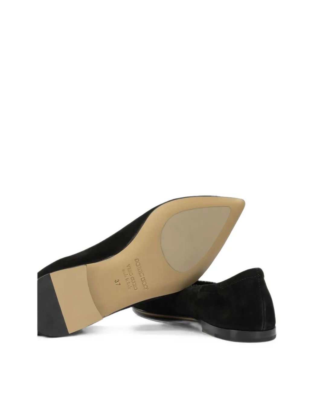 Pomme D ́Or Black Suede Pointed-Toe Ballet Flats