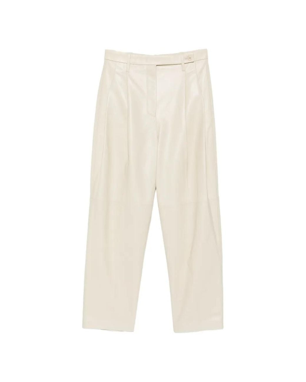 Co. White Pleated Leather Trousers