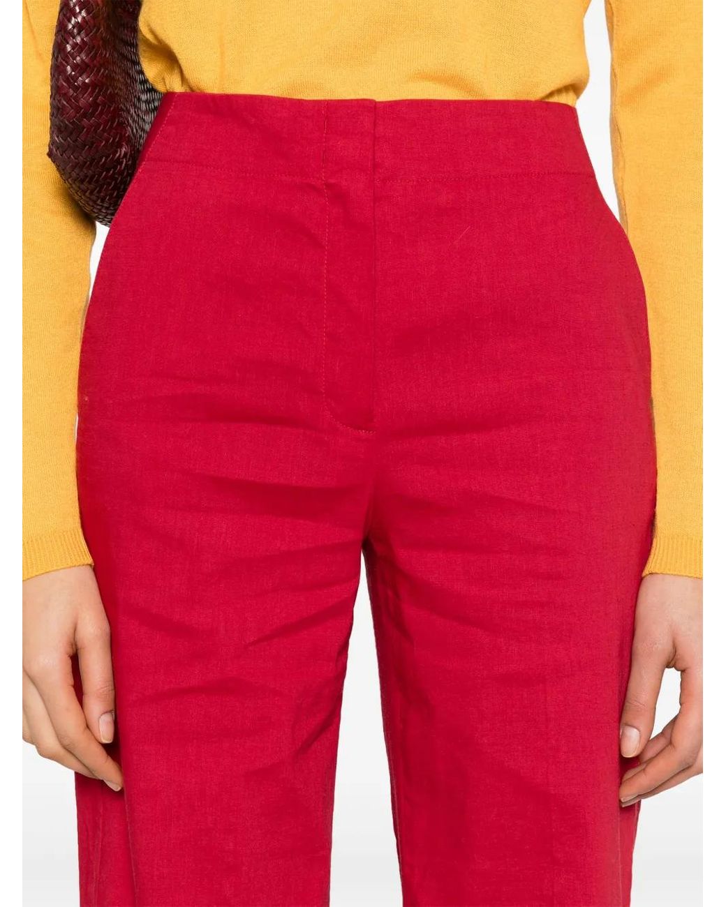 Theory Red Pressed-Crease Trousers