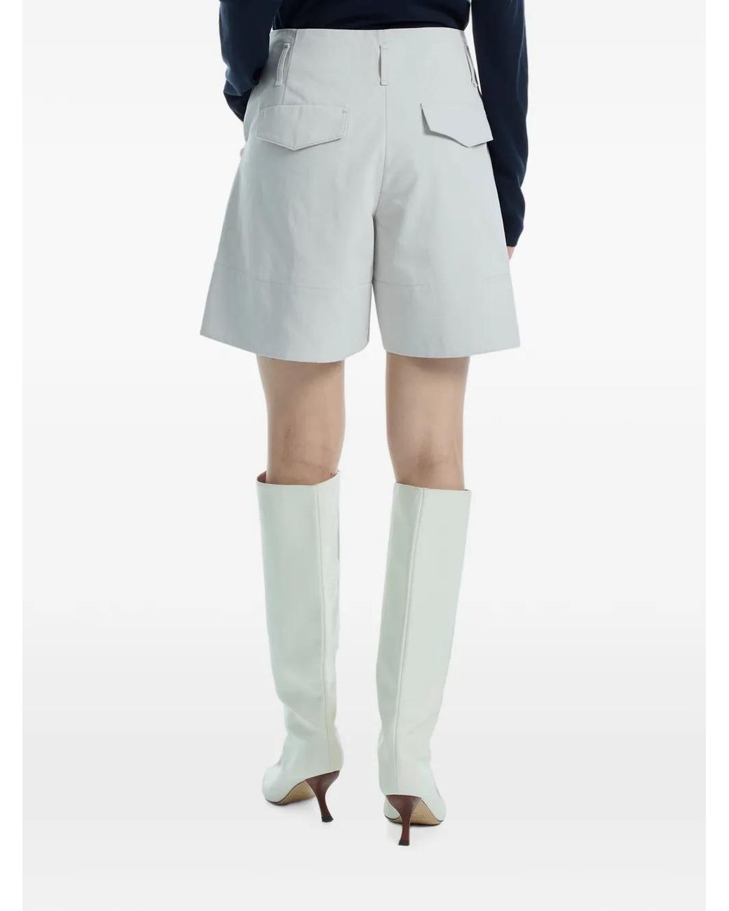 Low Classic Blue Tuck-Point Turn-Up Shorts