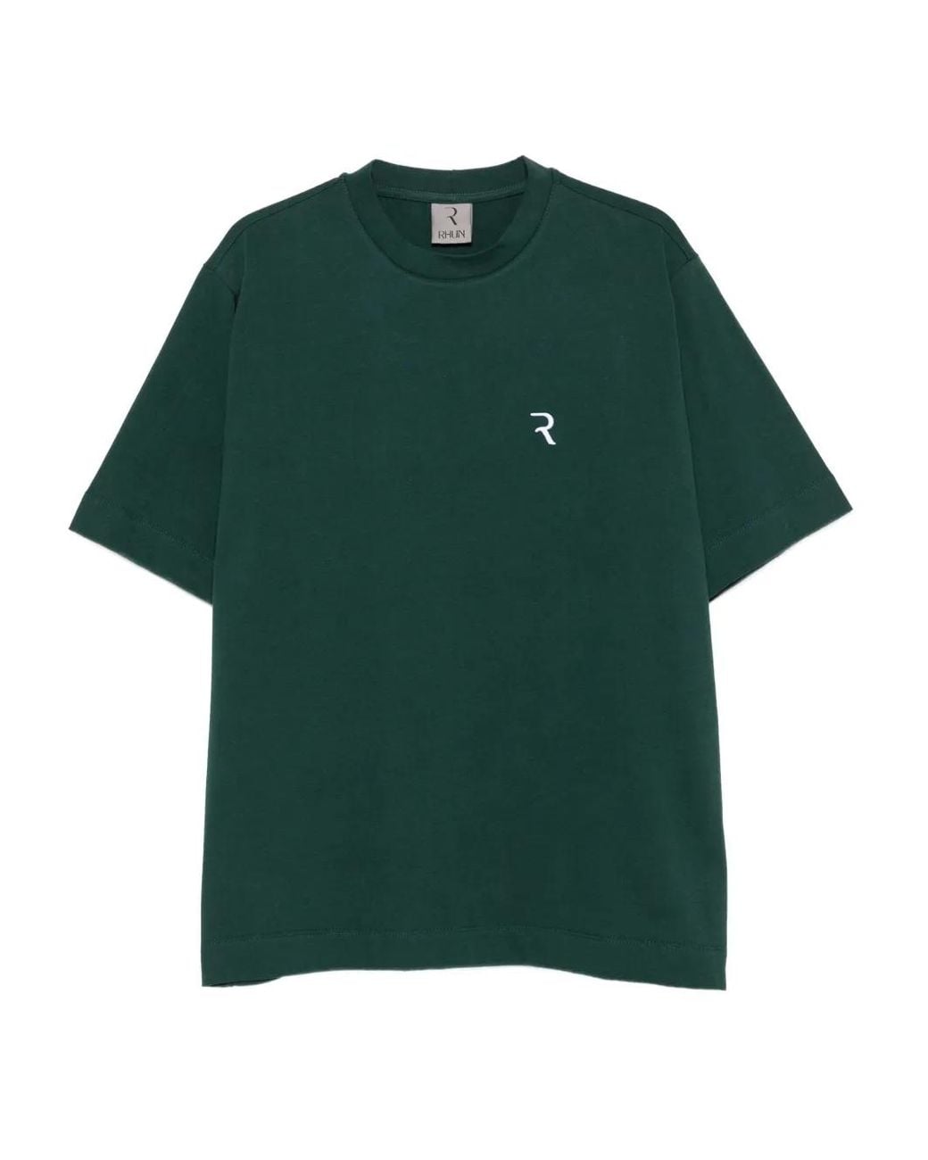 Rhun Green Logo-Embroidered T-Shirt for men