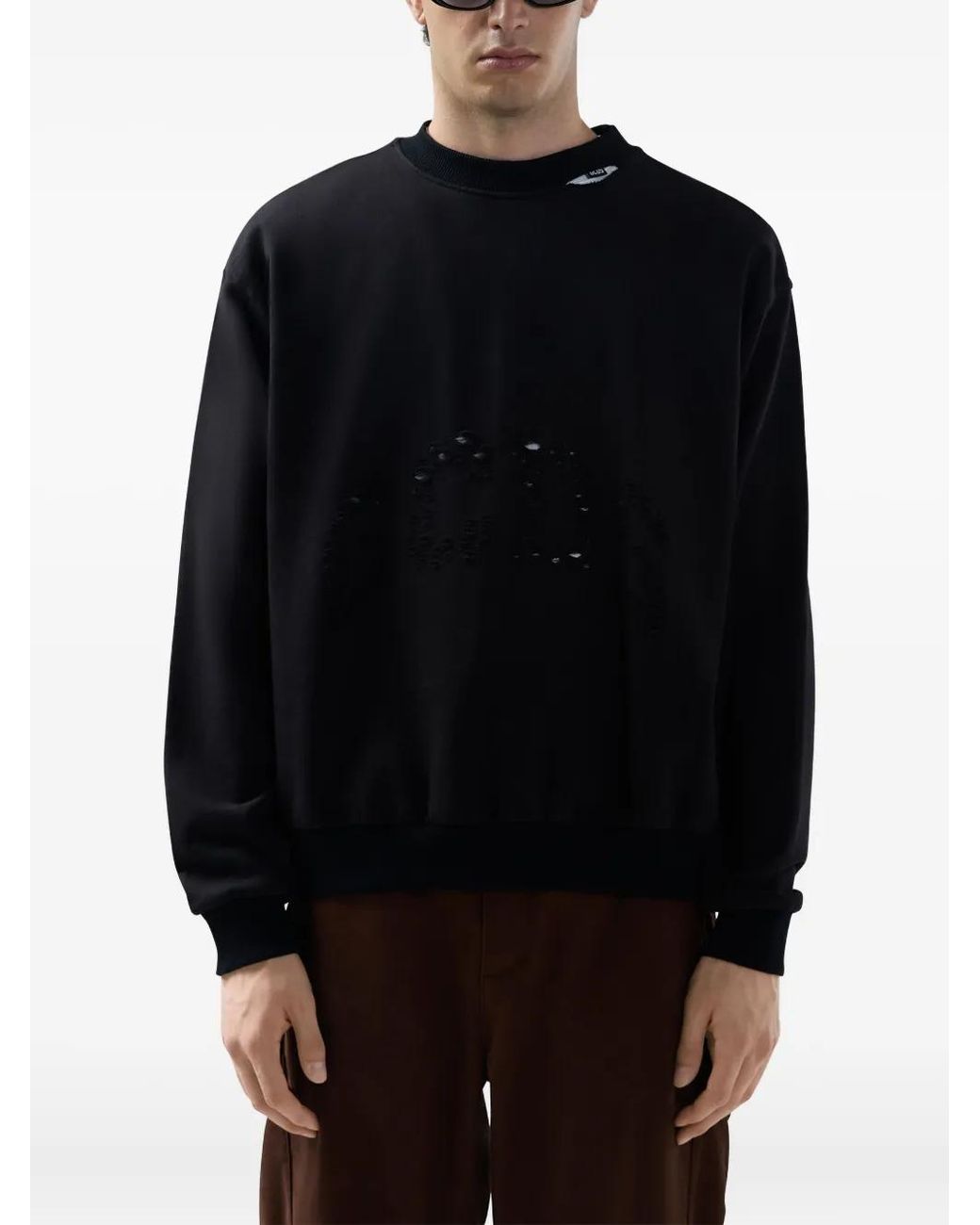 Gcds Black Distressed-Effect Sweatshirt for men