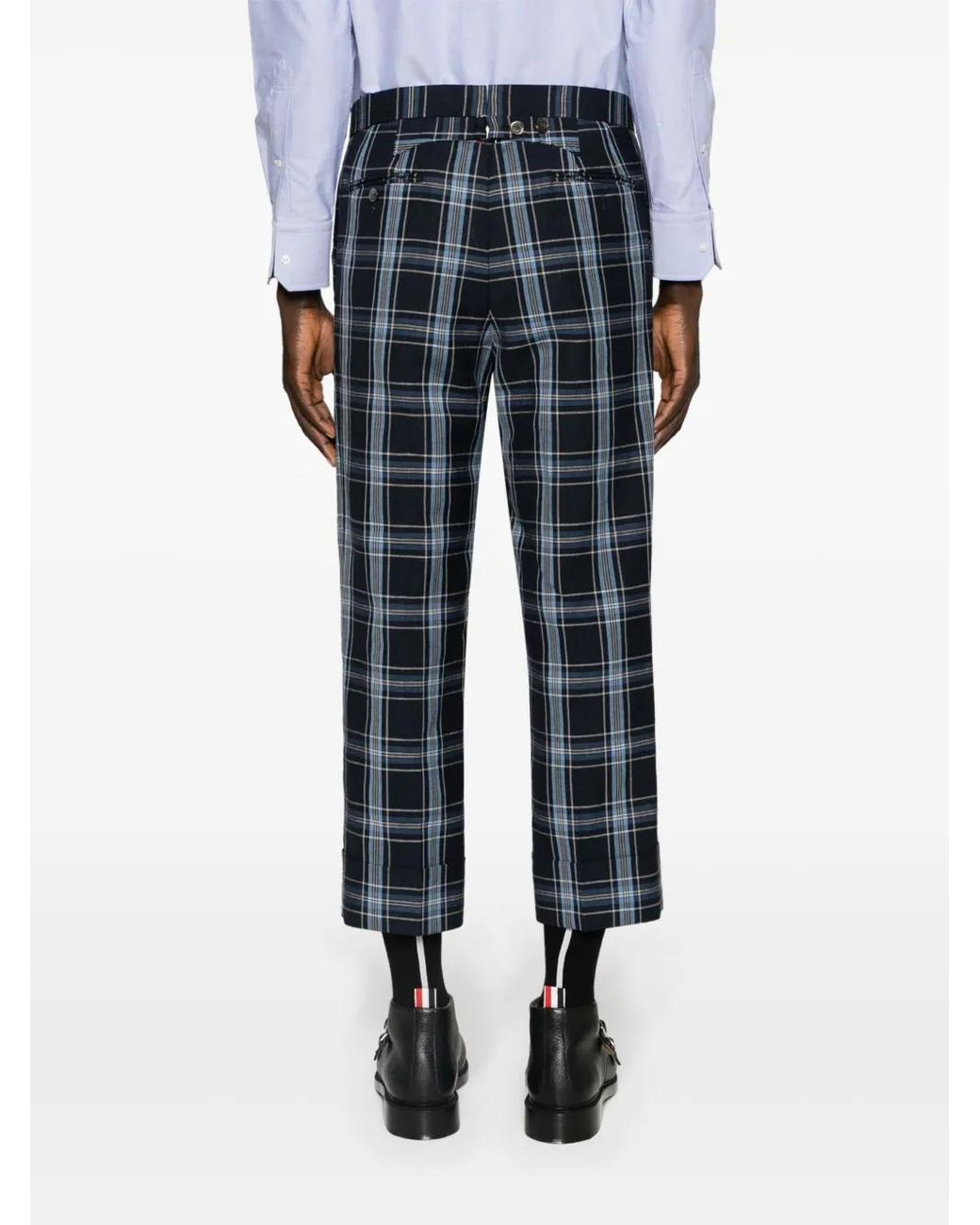 Thom Browne Blue Low-Rise Drop-Crotch Tailored Trousers for men