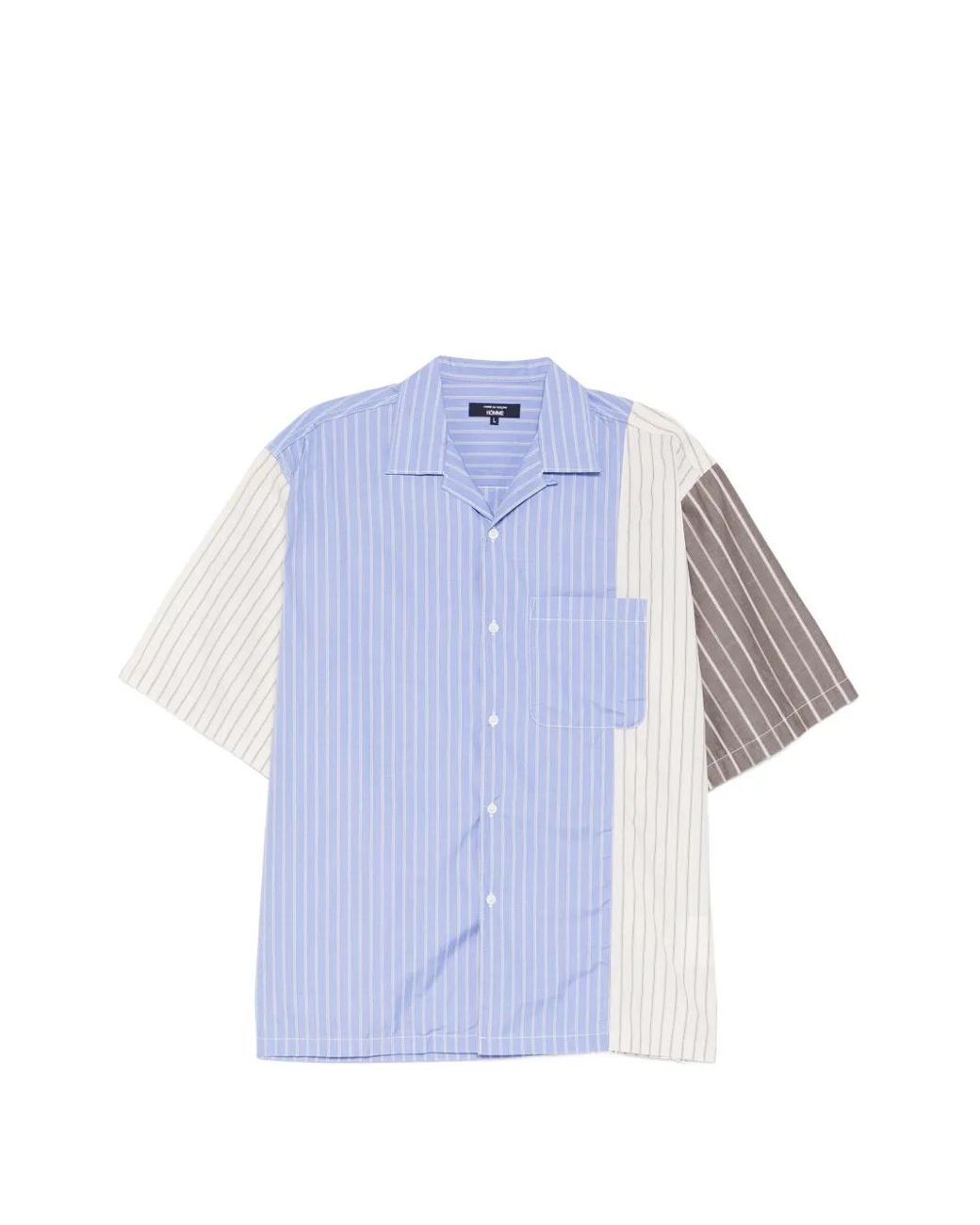 Comme des Garçons Blue Striped Panelled Shirt for men