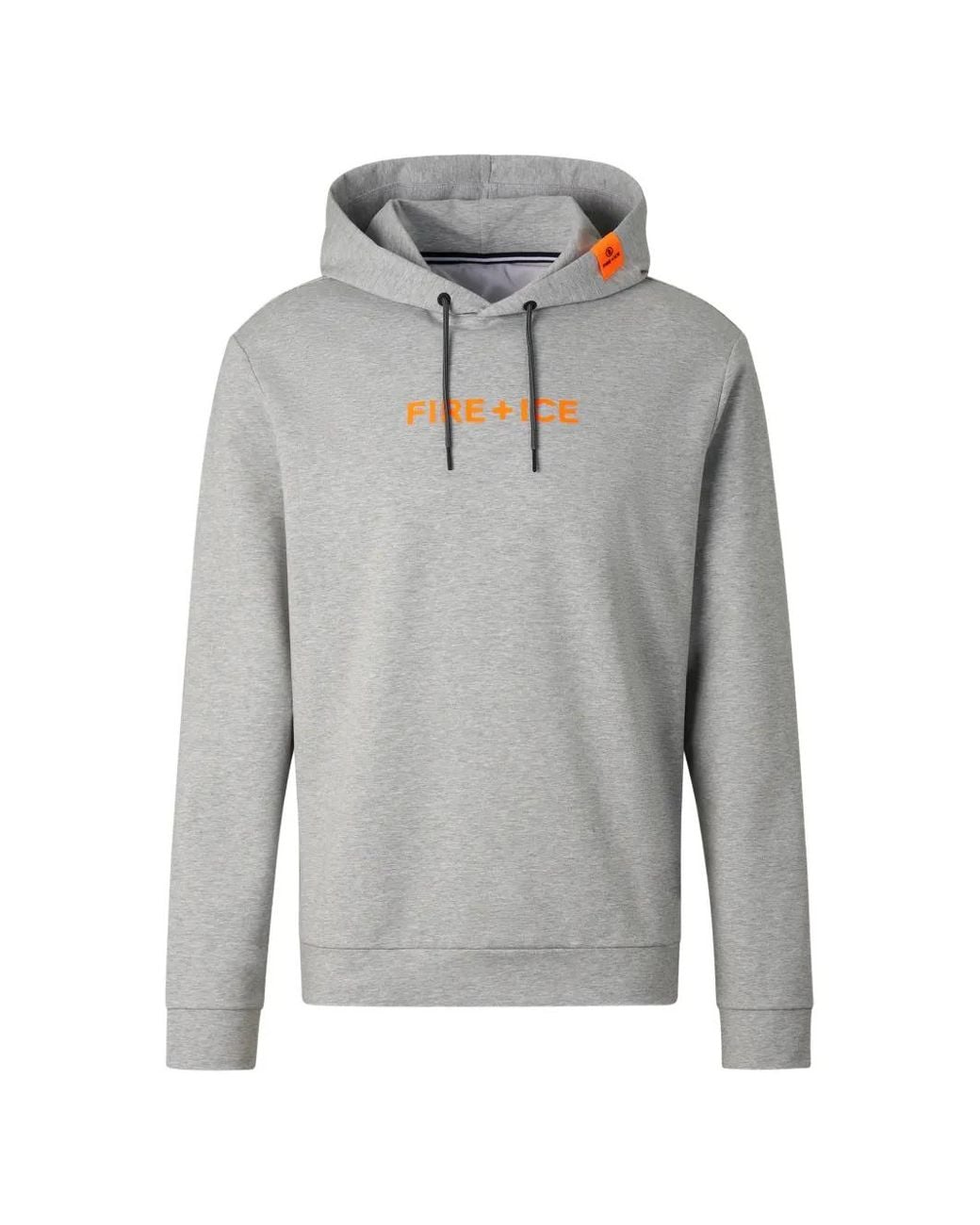 Bogner Fire + Ice Gray Logo-Print Drawstring Hoodie for men