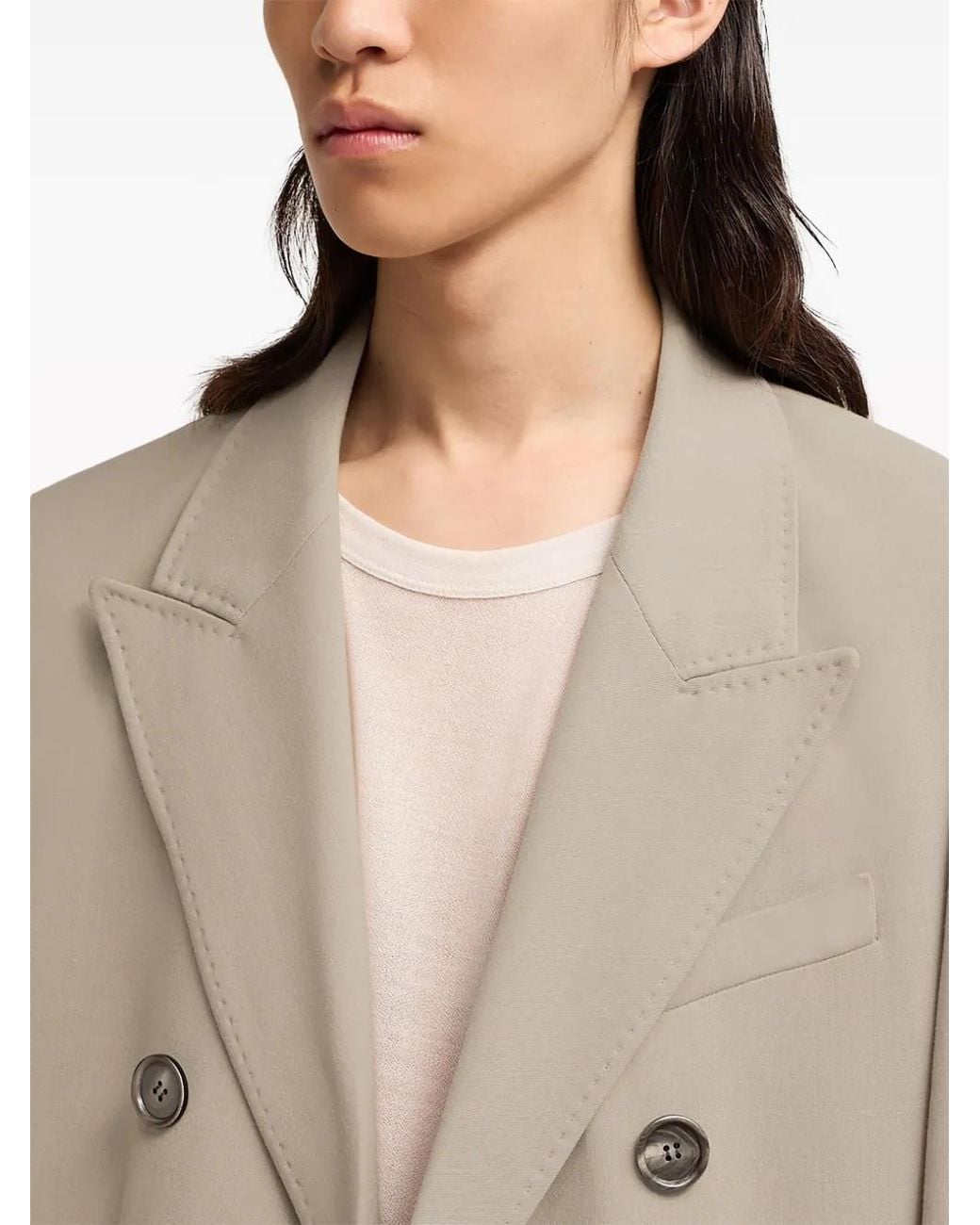 AMI Natural Double-Breasted Peak-Lapel Blazer for men