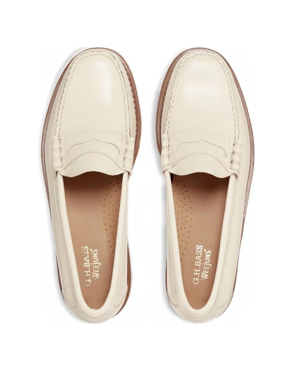 G.H.BASS White Weejuns Larson Penny Loafers for men