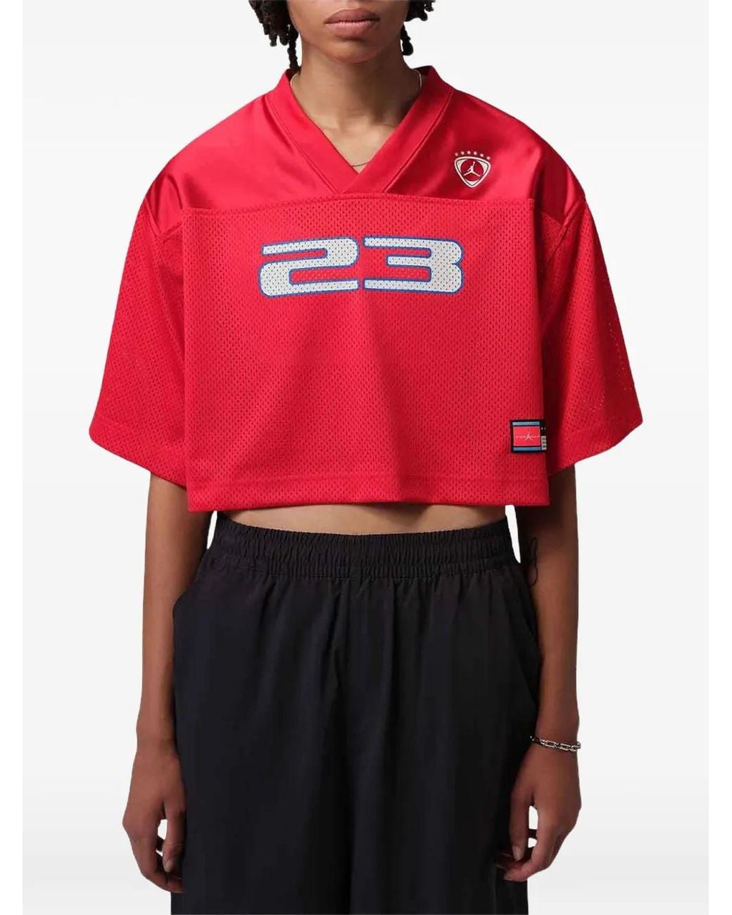 Nike Red Brooklyn Cropped Mesh T-Shirt