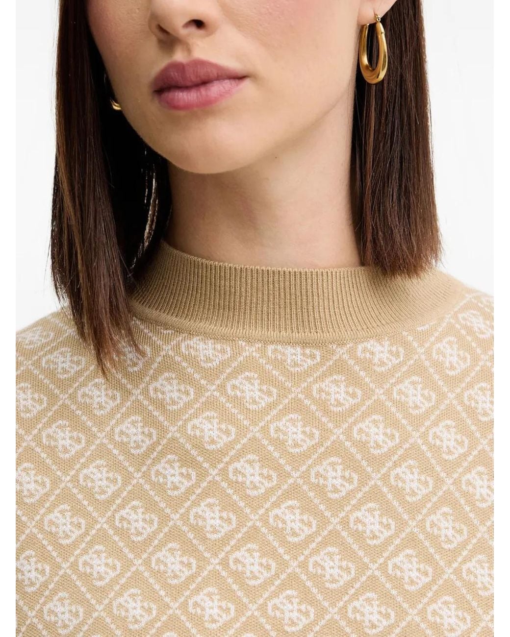 Guess Natural Patterned High-Neck Sweater