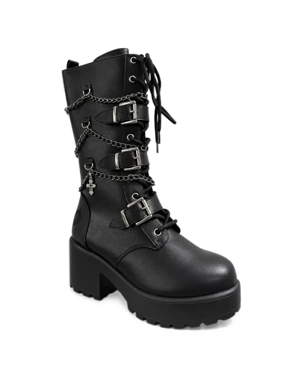 Altercore Buckle-Strap Chain-Link Boots in Black | Lyst